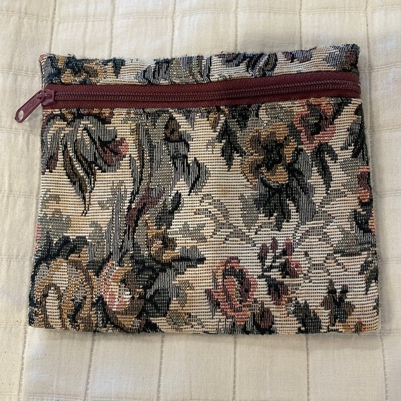 Cityside cosmetic bag make up pouch floral tapestry green pink white flowers - Picture 1 of 4